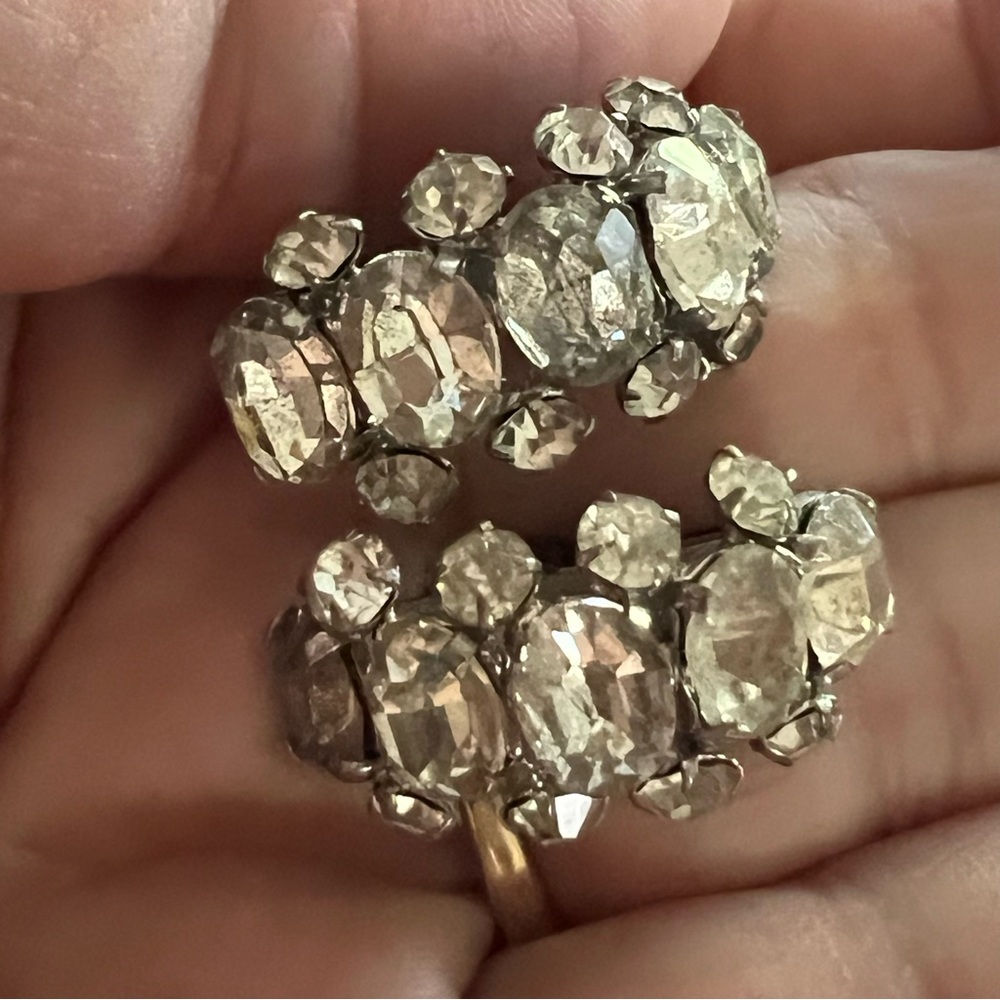 Czechoslovakia earrings vintage rhinestones screw backs earrings